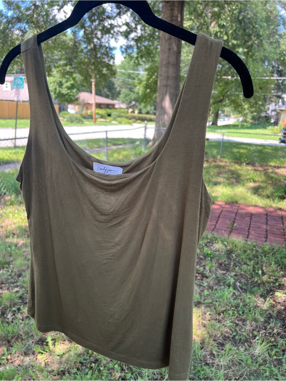 Olive Scoop Neck Tank Top
